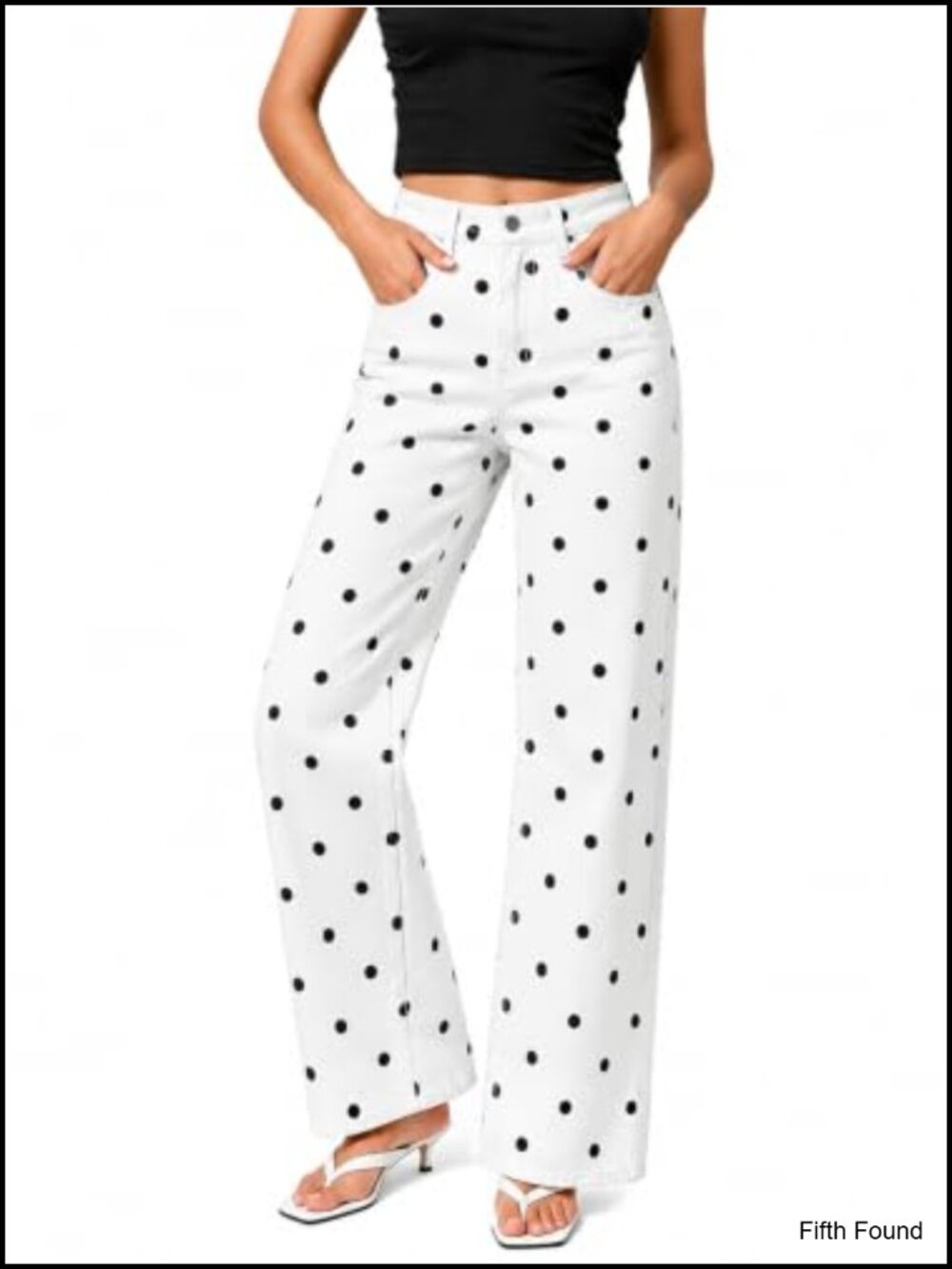 High Waist Wide Leg Stretch Denim Jeans with Pockets